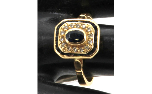 Bague à pans coupés en or jaune 18 cts s