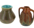 Trois vases en grès dans les tons vert e
