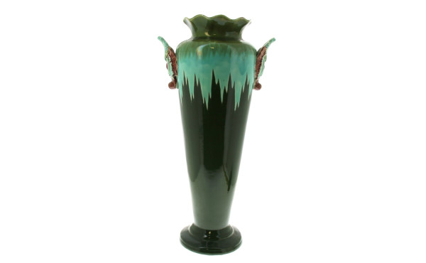 Haut vase début Xxème en faïence fine ve
