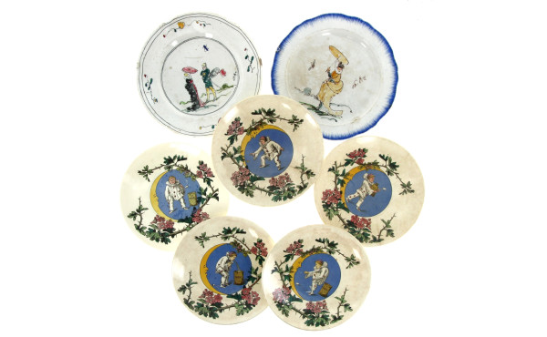 Lot de 7 assiettes en faïence fine XIXèm