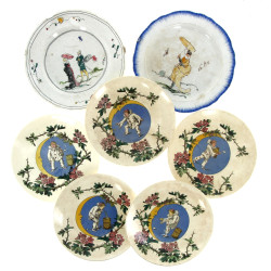 Lot de 7 assiettes en faïence fine XIXèm