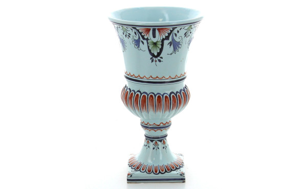 Vase forme Médicis en faïence décor roue