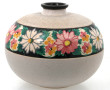 Grand vase boule aplatie en céramique bl