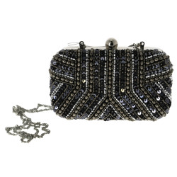 MOA - Sac de soirée en métal, satin noir
