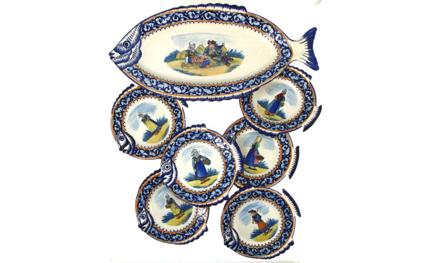 HENRIOT Quimper - Service à poisson en f