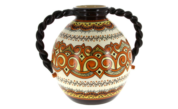 HENRIOT Quimper - Important vase à deux 
