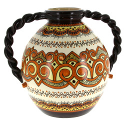 HENRIOT Quimper - Important vase à deux 