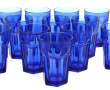 12 grands verres timbales en verre bleu,