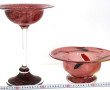 Deux coupes en verre de couleurs : une c