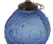Pied de lampe boule en verre bleu pressé