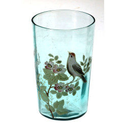 Verre timbale ancien en verre émaillé à 