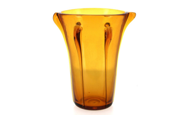 Vase en verre soufflé et filé de couleur