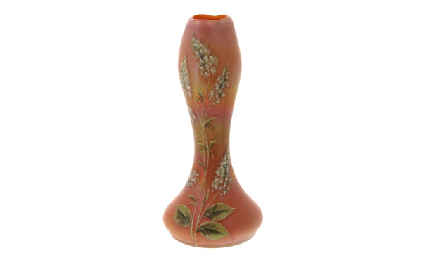 Vase en verre irisé dans les tons rose à