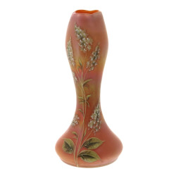 Vase en verre irisé dans les tons rose à