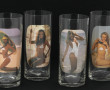 PIN-UP - 4 verres années 70 à décor de p