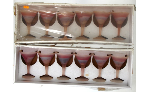 12 verres à cocktail, verrerie d'Hébron,