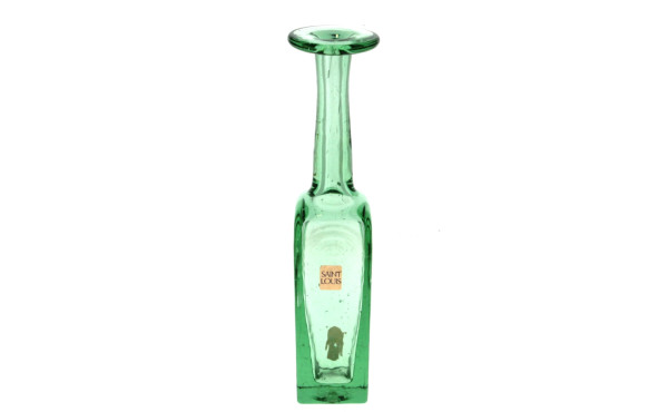 Soliflore en cristal teinté vert, marqué