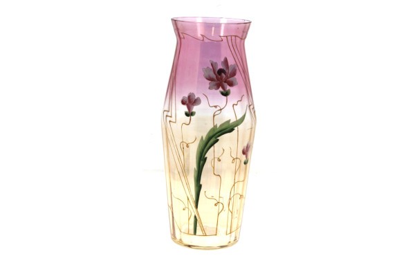 Vase circa 1920 en verre émaillé à décor