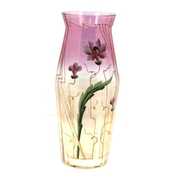 Vase circa 1920 en verre émaillé à décor