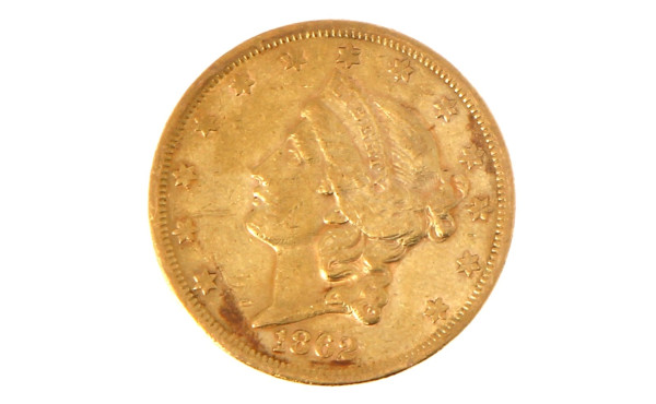 Pièce de 20 dollars or "1862", poids 33,