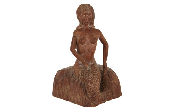 SIRENE - Sujet en bois sculpté, H 33 cm