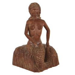 SIRENE - Sujet en bois sculpté, H 33 cm