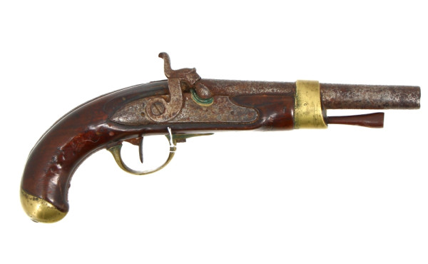 Pistolet à silex de marine, platine à si