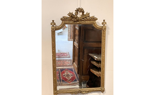 Miroir XIXème en bois et stuc doré 122 x