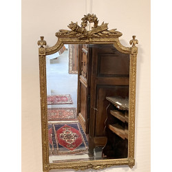 Miroir XIXème en bois et stuc doré 122 x