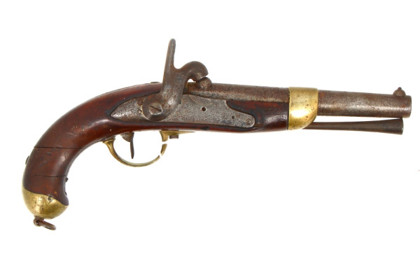 Pistolet de marine, platine à silex, tra