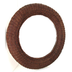 Miroir rond encadrement en rotin, diam. 