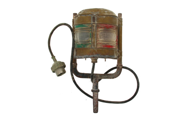 Feu ancien bicolore de bateau en laiton,