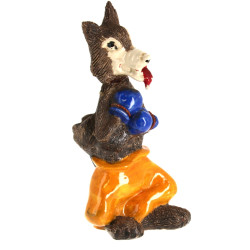 LOUP aux gants de boxe, sujet en faïence