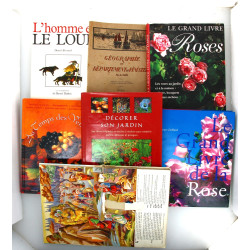 Carton de livres divers jardin, beaux-ar
