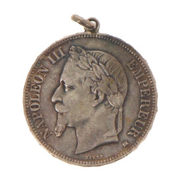 Pièce de 5 F écu XIXè "1868" montée en p
