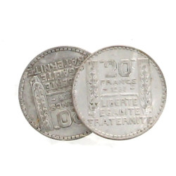 2 pièces de 20 F Turin en argent