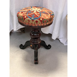 Tabouret piano assise tapisserie fin XIX