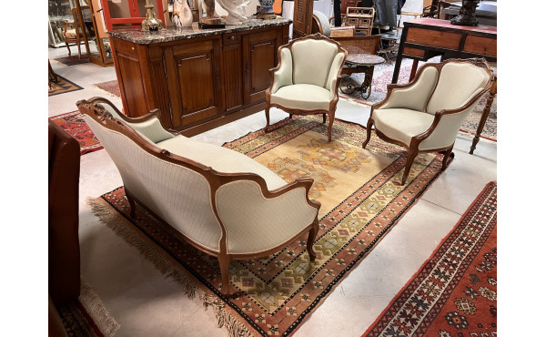 Salon de style Louis XV en bois naturel 