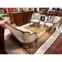 Salon de style Louis XV en bois naturel 