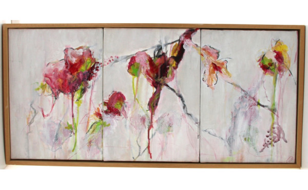 Ecole Contemporaine "Triptyque de fleurs