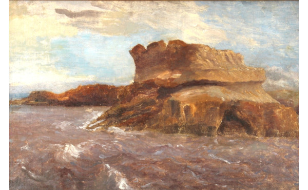 Ecole début Xxème "Côte rocheuse", huile