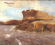 Ecole début Xxème "Côte rocheuse", huile