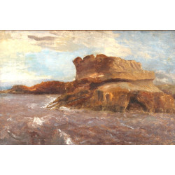 Ecole début Xxème "Côte rocheuse", huile