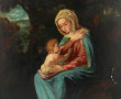Ecole fin XIXème "Vierge à l'Enfant", hu