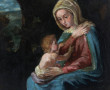 Ecole fin XIXème "Vierge à l'Enfant", hu