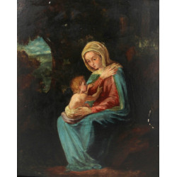 Ecole fin XIXème "Vierge à l'Enfant", hu