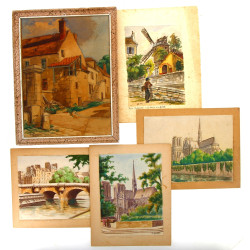 Lot de 5 œuvres sur papier : 3 par Henri