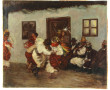 Ecole fin XIXème "Fête de village", huil