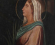 "Sainte à la palme", huile sur toile anc
