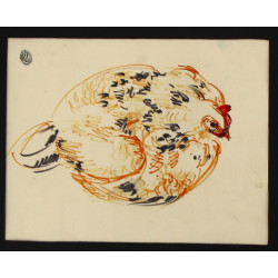 Hélène RIVIERE (1896-1977) "Poule", dess